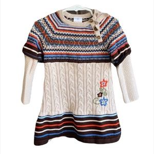 Hanna Andersson Cable Knit Sweater Dress Fair Isle Size 80 US 2